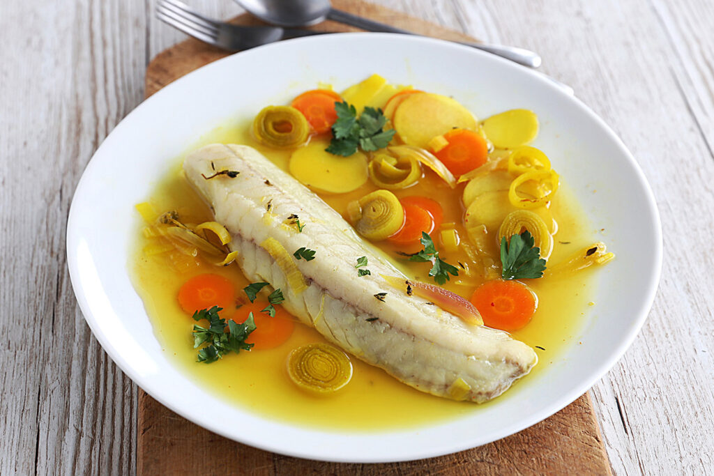 Recette Food4Good - Filet de Colin-lieu MSC au court-bouillon doré curcuma