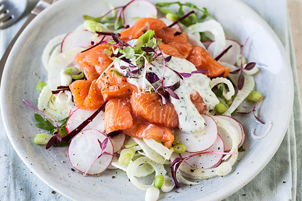 Recette Food4Good - Salade de Saumon Bio cru, fenouil et radis