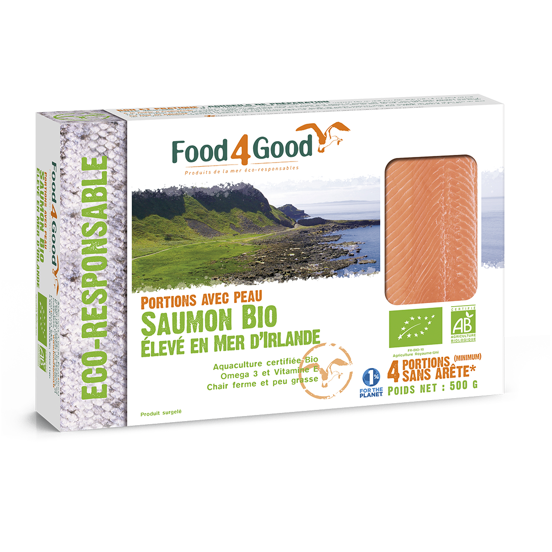 Portions avec peau Saumon Bio élevé en Mer d’Irlande - Food4Good