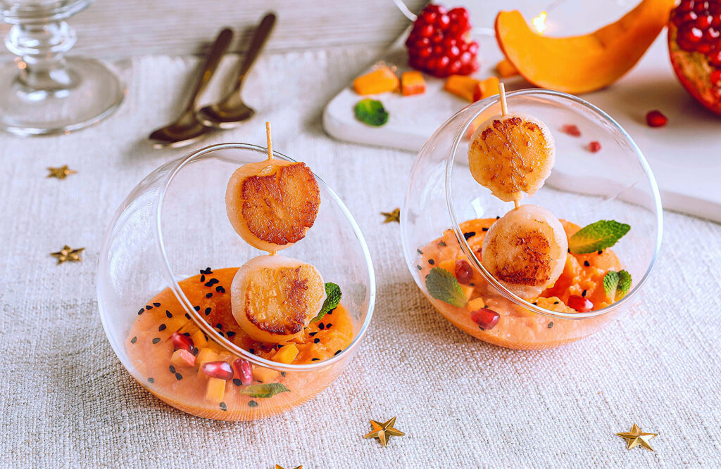 Recette Food4Good - Brochettes de Noix de Saint-Jacques MSC et purée de potimarron