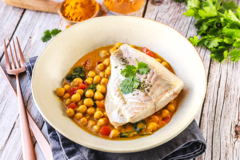 Recette Food4Good - Filet de Colin-lieu MSC poêlé au curry de pois chiches