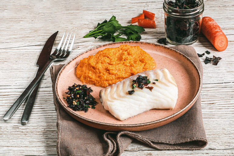 Recette Food4Good - Pavé de cabillaud d’Islande MSC aux algues Nori et purée de carottes