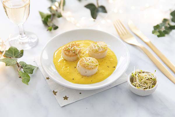 Recette Food4Good - Noix de Saint-Jacques MSC poêlées, sabayon au safran