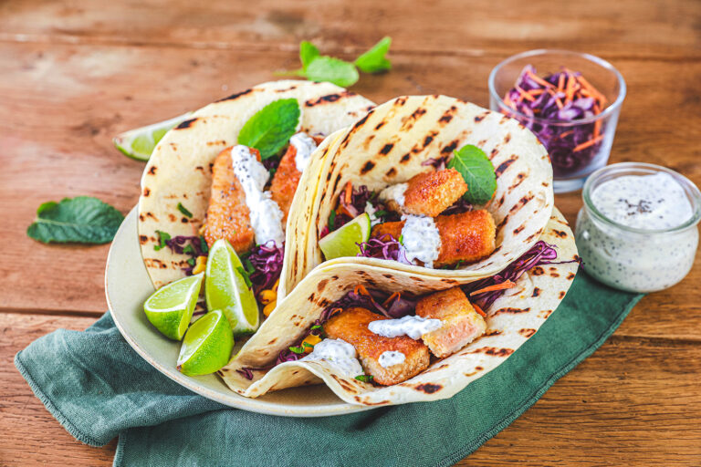 Recette Food4Good - Tacos aux bâtonnets panés de saumon bio