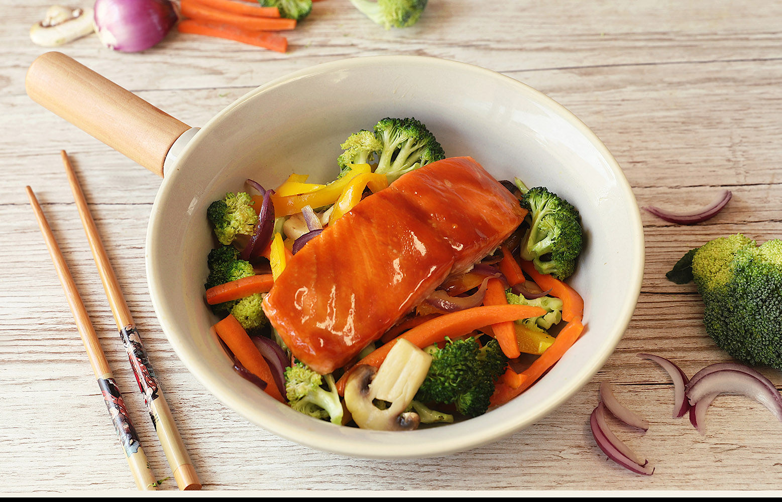 Recette Food4Good - Truite laquée et wok de légumes