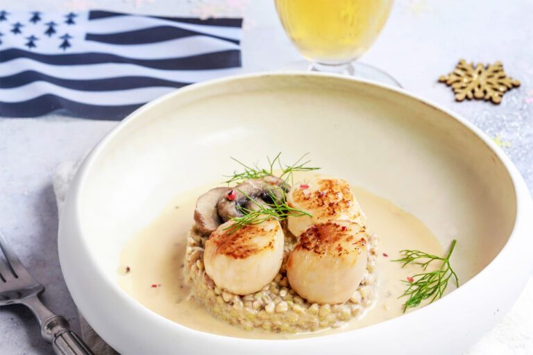 Recette Food4Good - Saint-Jacques snackées, risotto de sarrasin et sauce au cidre