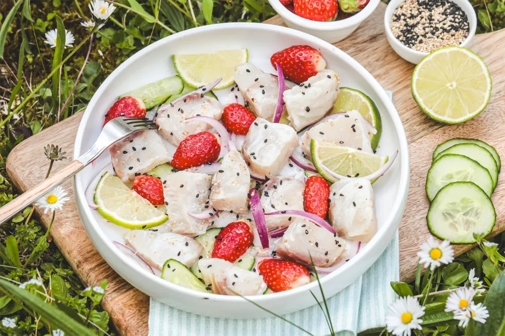 Recette Food4Good - Ceviche de Lieu noir aux fraises